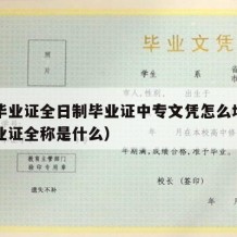 中专毕业证全日制毕业证中专文凭怎么填（中专毕业证全称是什么）