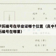 高中学历编号在毕业证哪个位置（高中毕业证的学历编号在哪里）