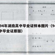 1994年湖南高中毕业证样本图片（94年高中毕业证原版）