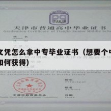 中专文凭怎么拿中专毕业证书（想要个中专毕业证如何获得）