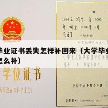 大学毕业证书丢失怎样补回来（大学毕业证书丢失怎么补）