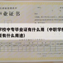 中职学校中专毕业证有什么用（中职学校中专毕业证有什么用途）