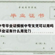 职业中专毕业证模板中专文凭可以用吗（职业中专毕业证有什么用处?）