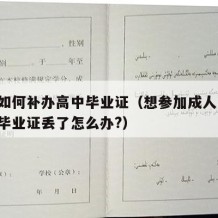 成人如何补办高中毕业证（想参加成人高考,高中毕业证丢了怎么办?）