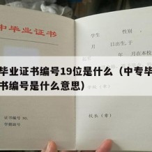 中专毕业证书编号19位是什么（中专毕业证的证书编号是什么意思）