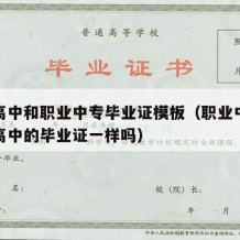 职业高中和职业中专毕业证模板（职业中专和职业高中的毕业证一样吗）