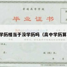 高中学历相当于没学历吗（高中学历算高吗）