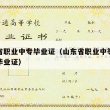 山东省职业中专毕业证（山东省职业中等专业学校毕业证）