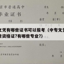 中专文凭有哪些证书可以报考（中专文凭可以考哪些资格证?有哪些专业?）