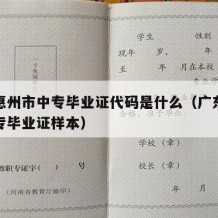 广东惠州市中专毕业证代码是什么（广东省普通中专毕业证样本）