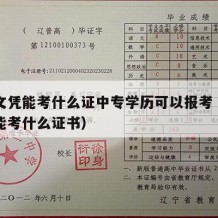 中专文凭能考什么证中专学历可以报考（中专文凭能考什么证书）