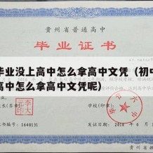 初中毕业没上高中怎么拿高中文凭（初中毕业没上高中怎么拿高中文凭呢）