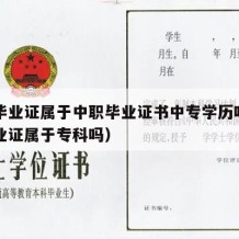 中专毕业证属于中职毕业证书中专学历吗（中专毕业证属于专科吗）