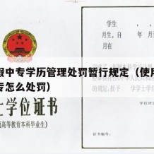 使用假中专学历管理处罚暂行规定（使用假学历中专怎么处罚）