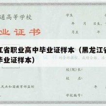 黑龙江省职业高中毕业证样本（黑龙江省职业高中毕业证样本）