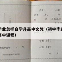 初中毕业怎样自学升高中文凭（初中毕业怎么自学高中课程）