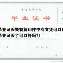 中专毕业证丢失有复印件中专文凭可以用吗（中专毕业证丢了可以补吗?）