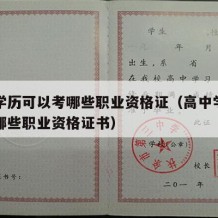 高中学历可以考哪些职业资格证（高中学历可以考哪些职业资格证书）