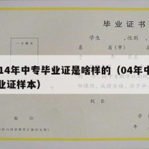 2014年中专毕业证是啥样的（04年中专毕业证样本）