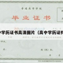 高中学历证书高清图片（高中学历证样本）