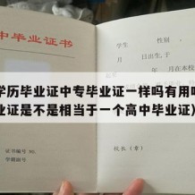 中专学历毕业证中专毕业证一样吗有用吗（中专毕业证是不是相当于一个高中毕业证）