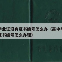 高中毕业证没有证书编号怎么办（高中毕业证没有证书编号怎么办理）