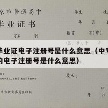 中专毕业证电子注册号是什么意思（中专毕业证上的电子注册号是什么意思）