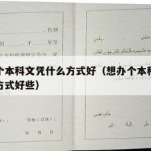 想办个本科文凭什么方式好（想办个本科文凭什么方式好些）