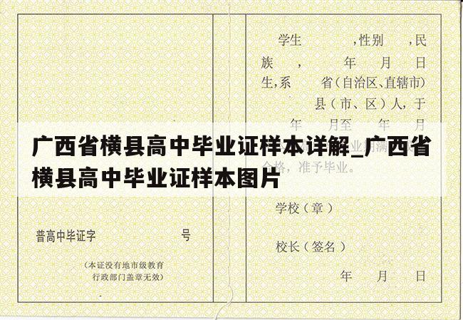 广西省横县高中毕业证样本详解_广西省横县高中毕业证样本图片