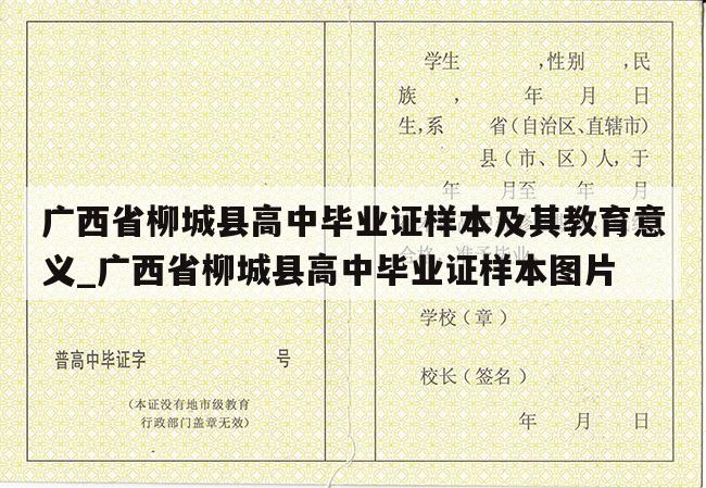 广西省柳城县高中毕业证样本及其教育意义_广西省柳城县高中毕业证样本图片