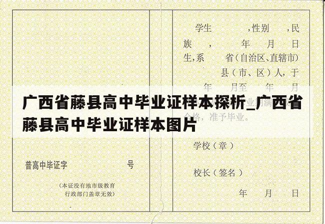 广西省藤县高中毕业证样本探析_广西省藤县高中毕业证样本图片