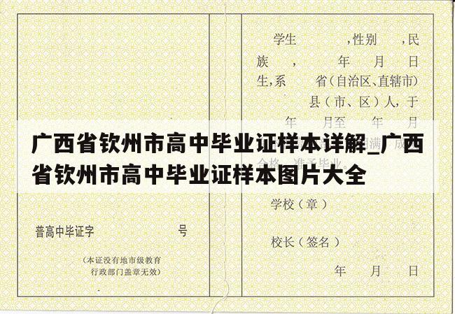 广西省钦州市高中毕业证样本详解_广西省钦州市高中毕业证样本图片大全